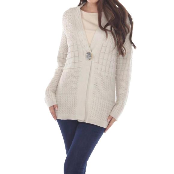 NEW PURE KNITS women's see the good cardigan in pebble - Picture 1 of 4